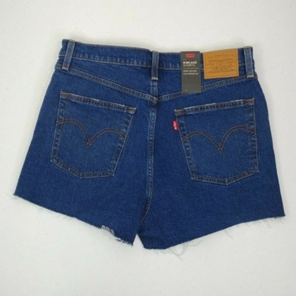 Levi's Cutoff Straight Fit Shorts Size 31 Premium Ribcage Ultra-High Rise - Picture 10 of 12